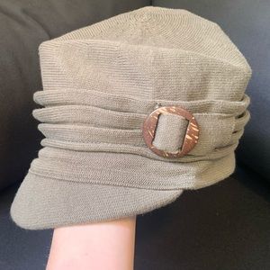 Parkhurst green knit hat with bill